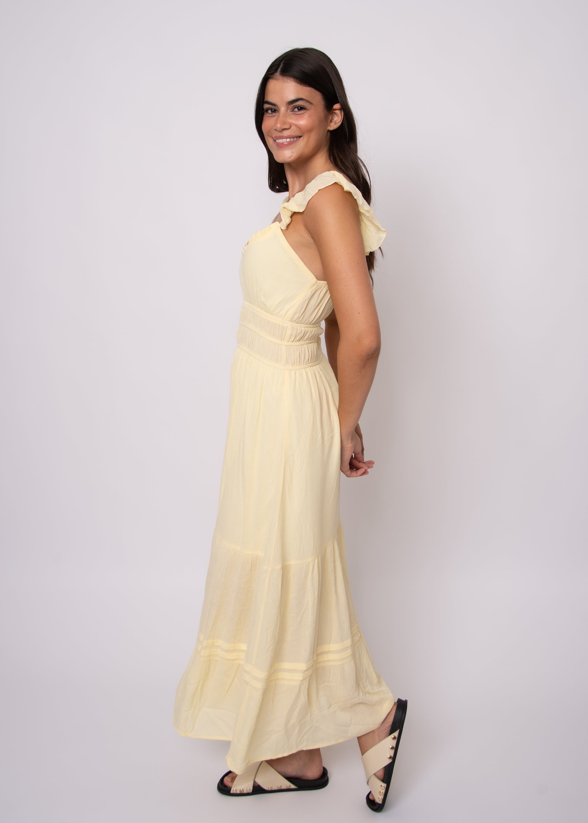 AERIE CRINKLE CHIFFON MAXI DRESS - SUNLIGHT