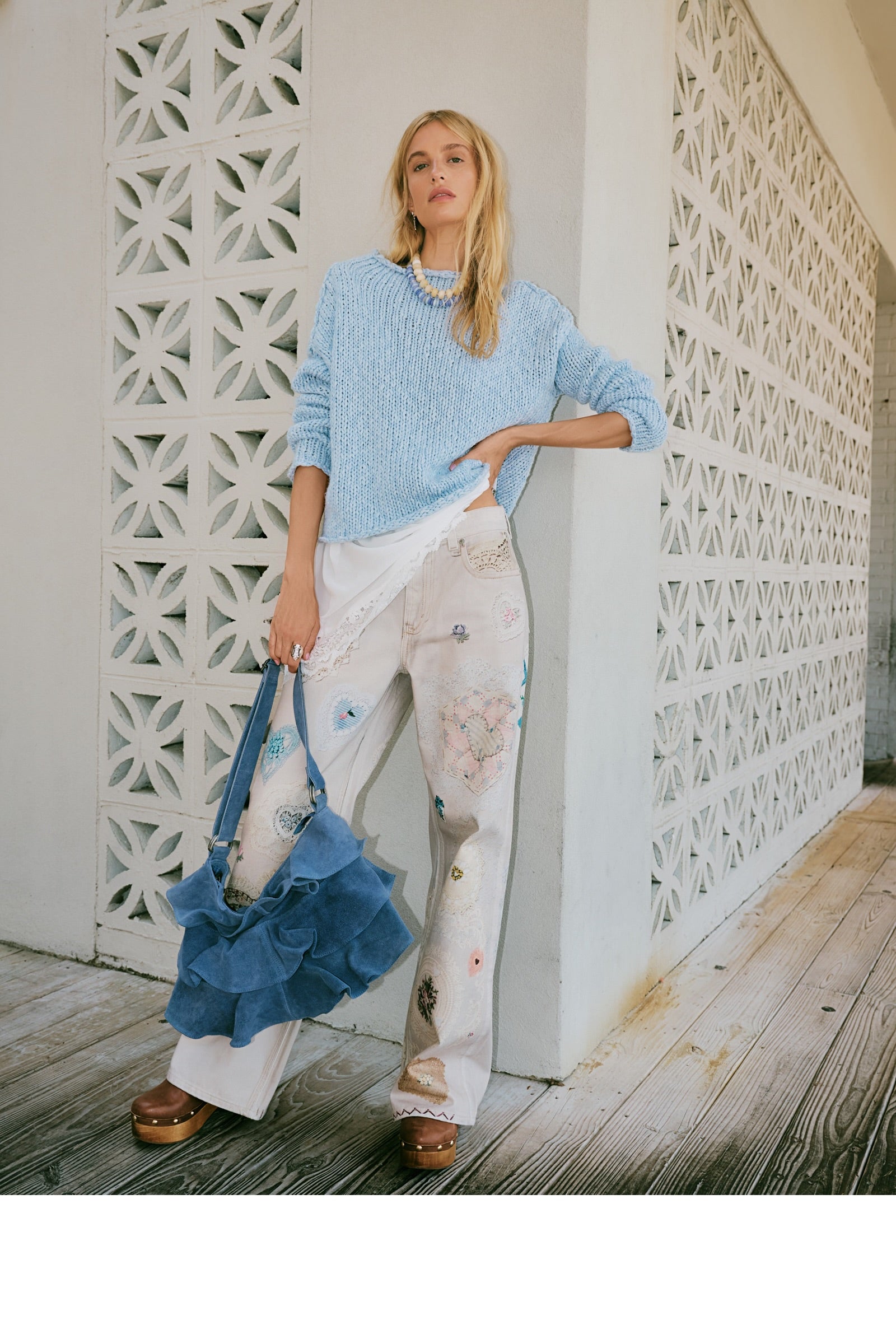 FREE PEOPLE PRINTED TINSLEY PANT - HEIRLOOM IVORY