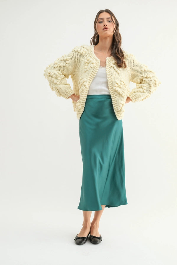 HAND CROCHET BUBBLE CARDIGAN - CREAM