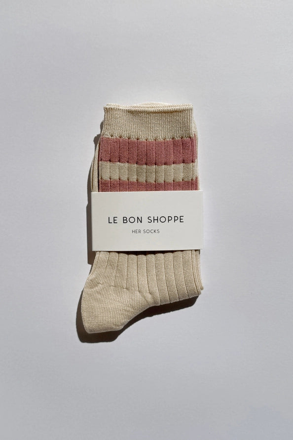 LE BON SHOPPE HER SOCKS VARSITY - ROSE