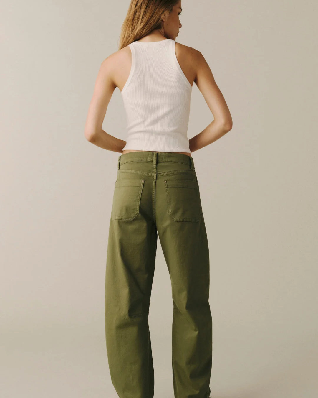 WARP + WEFT BNA SOFT CURVE TWILL TROUSERS - GREENER PASTURES