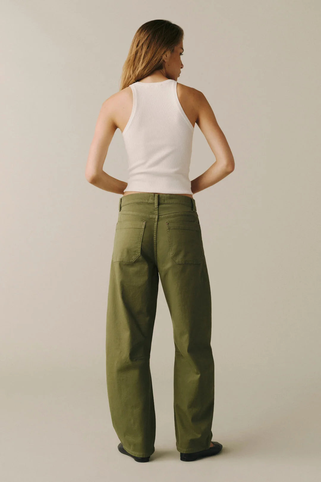 WARP + WEFT BNA SOFT CURVE TWILL TROUSERS - GREENER PASTURES