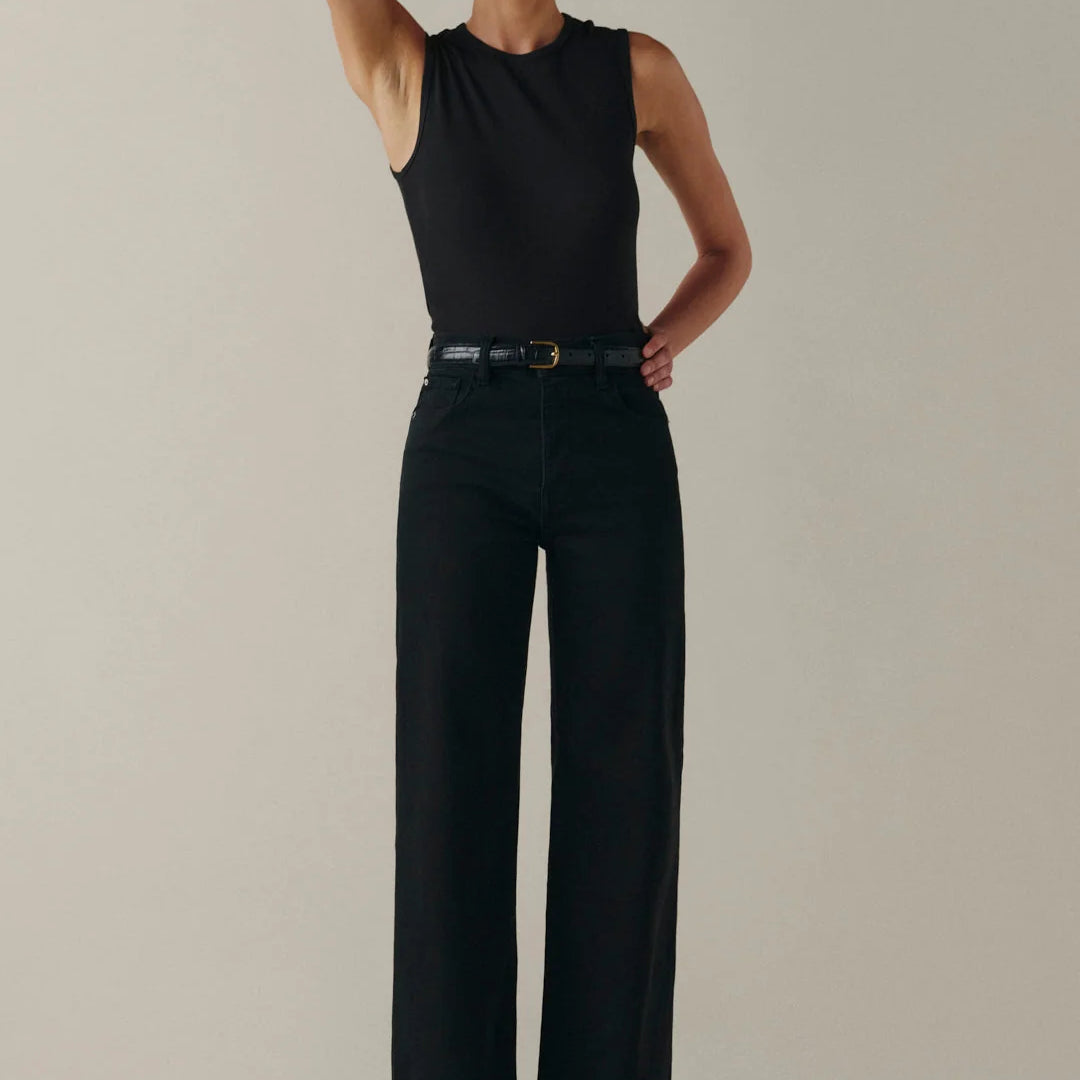 WARP + WEFT CALIFORNIAN SLIM WIDE LEG - BLACK WASH