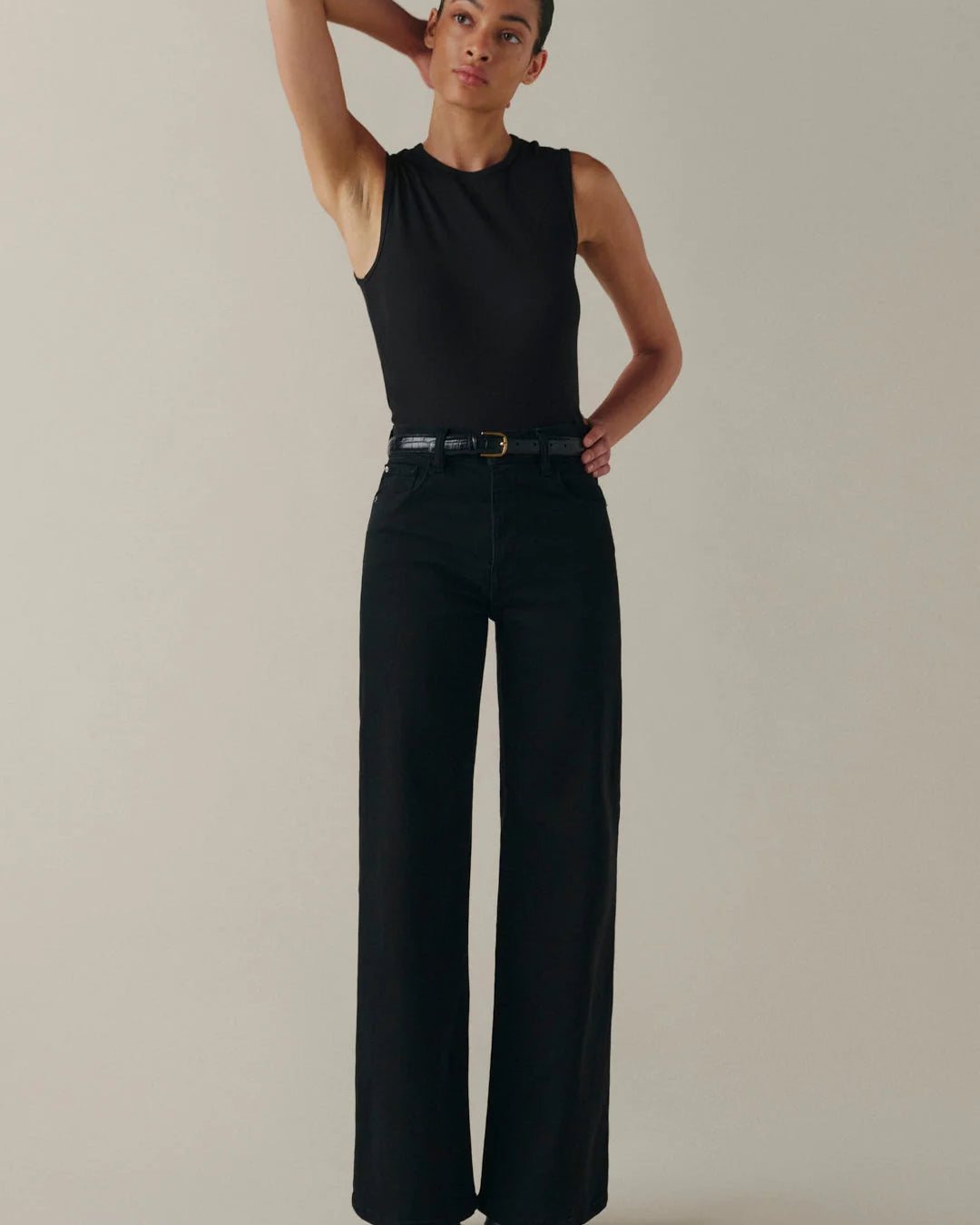 WARP + WEFT CALIFORNIAN SLIM WIDE LEG - BLACK WASH