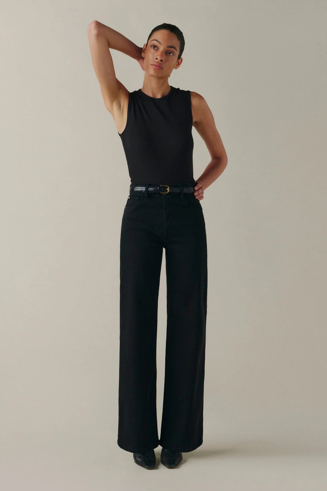 WARP + WEFT CALIFORNIAN SLIM WIDE LEG - BLACK WASH