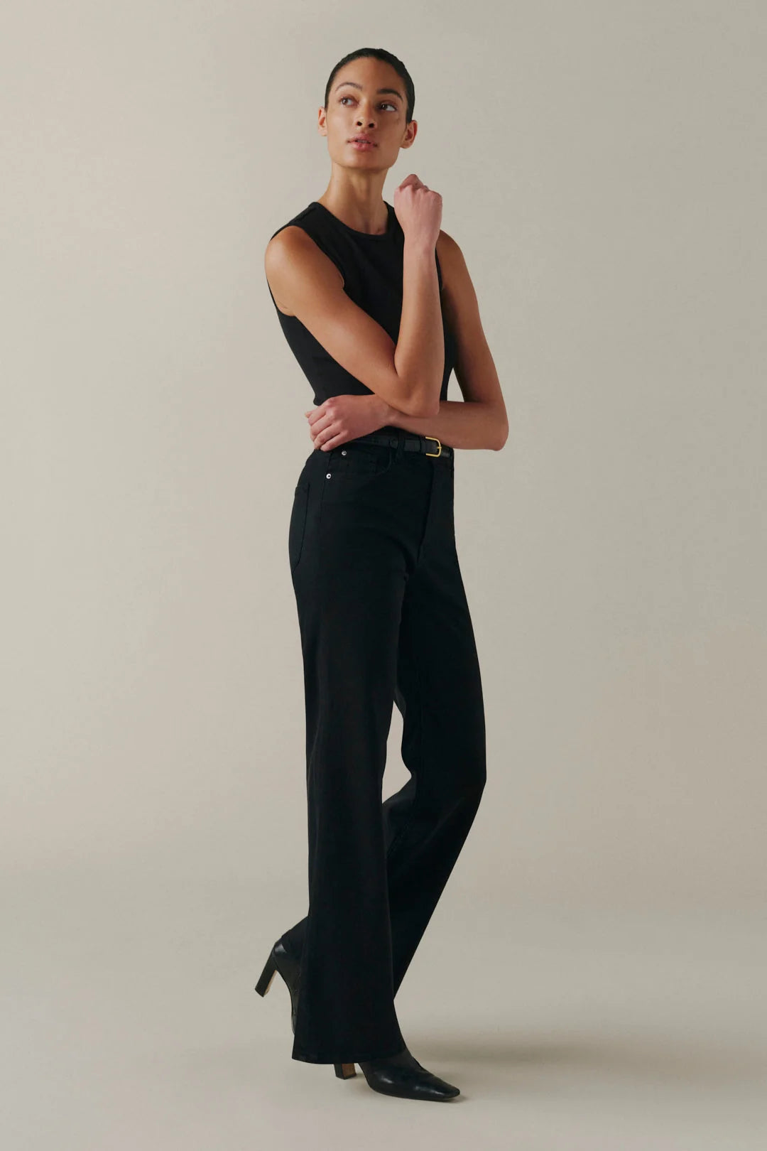 WARP + WEFT CALIFORNIAN SLIM WIDE LEG - BLACK WASH