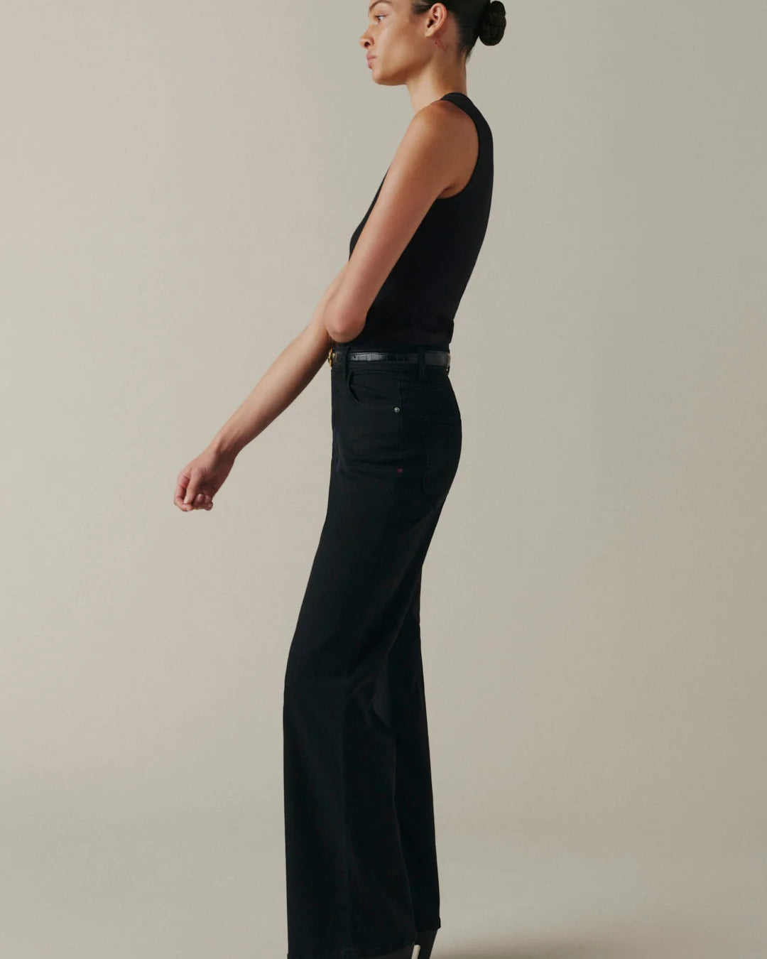 WARP + WEFT CALIFORNIAN SLIM WIDE LEG - BLACK WASH