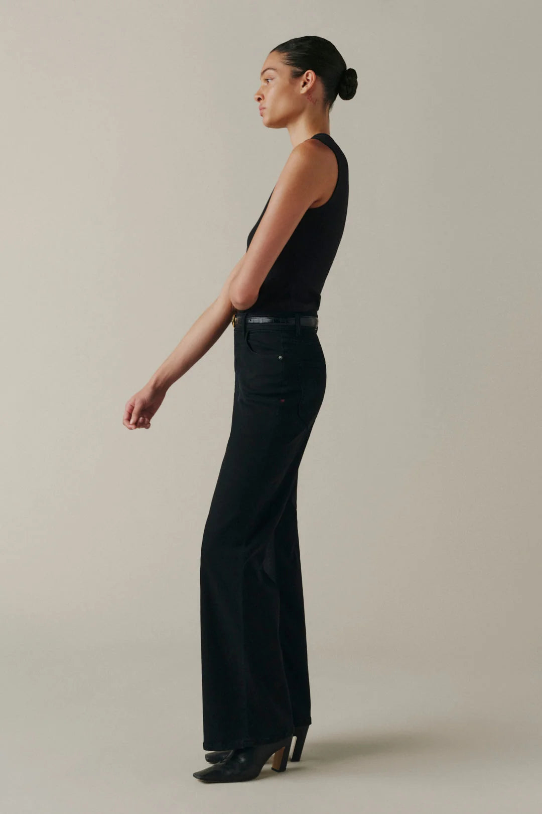 WARP + WEFT CALIFORNIAN SLIM WIDE LEG - BLACK WASH