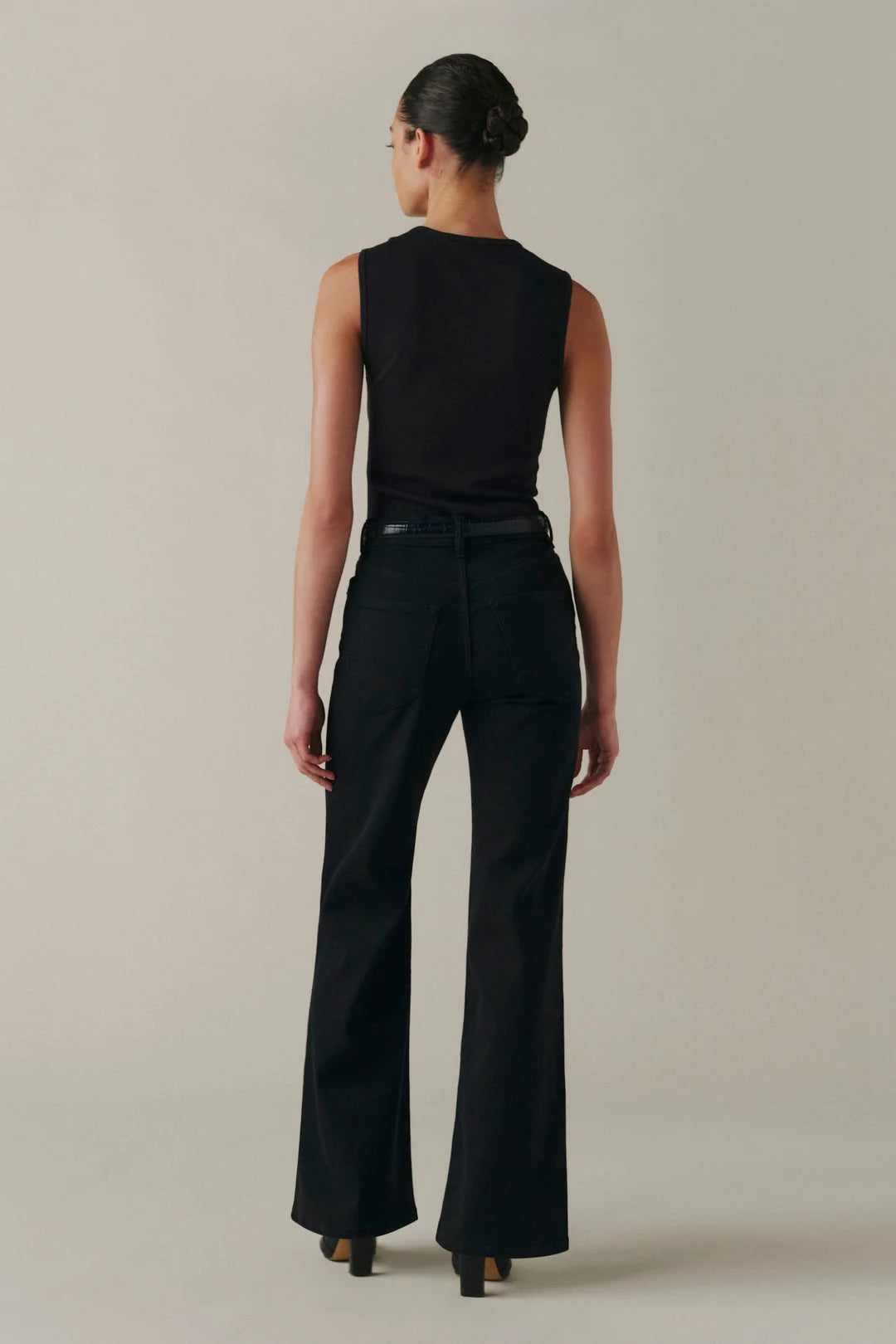 WARP + WEFT CALIFORNIAN SLIM WIDE LEG - BLACK WASH