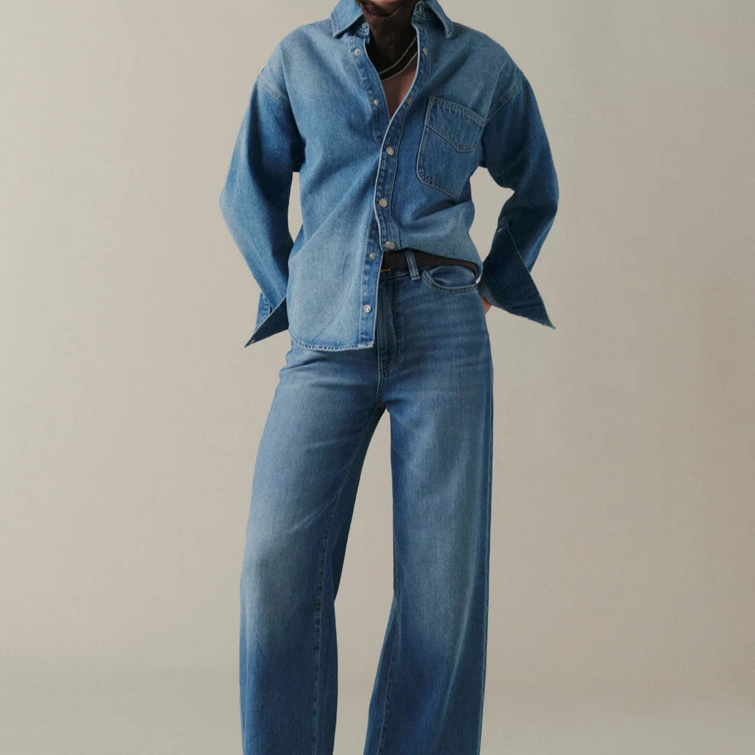 WARP + WEFT NCE WIDE LEG JEANS - BLUE MIST