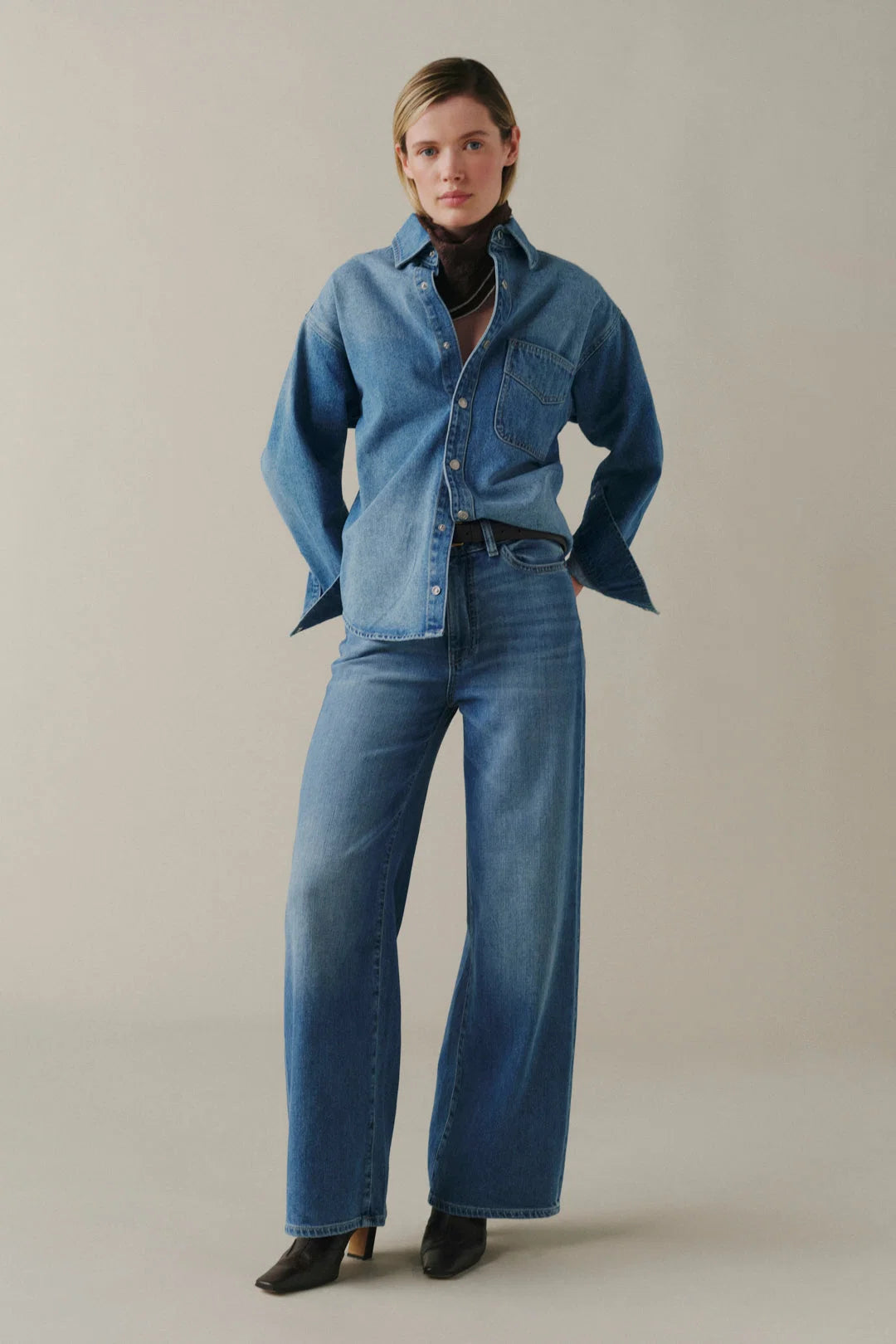 WARP + WEFT NCE WIDE LEG JEANS - BLUE MIST