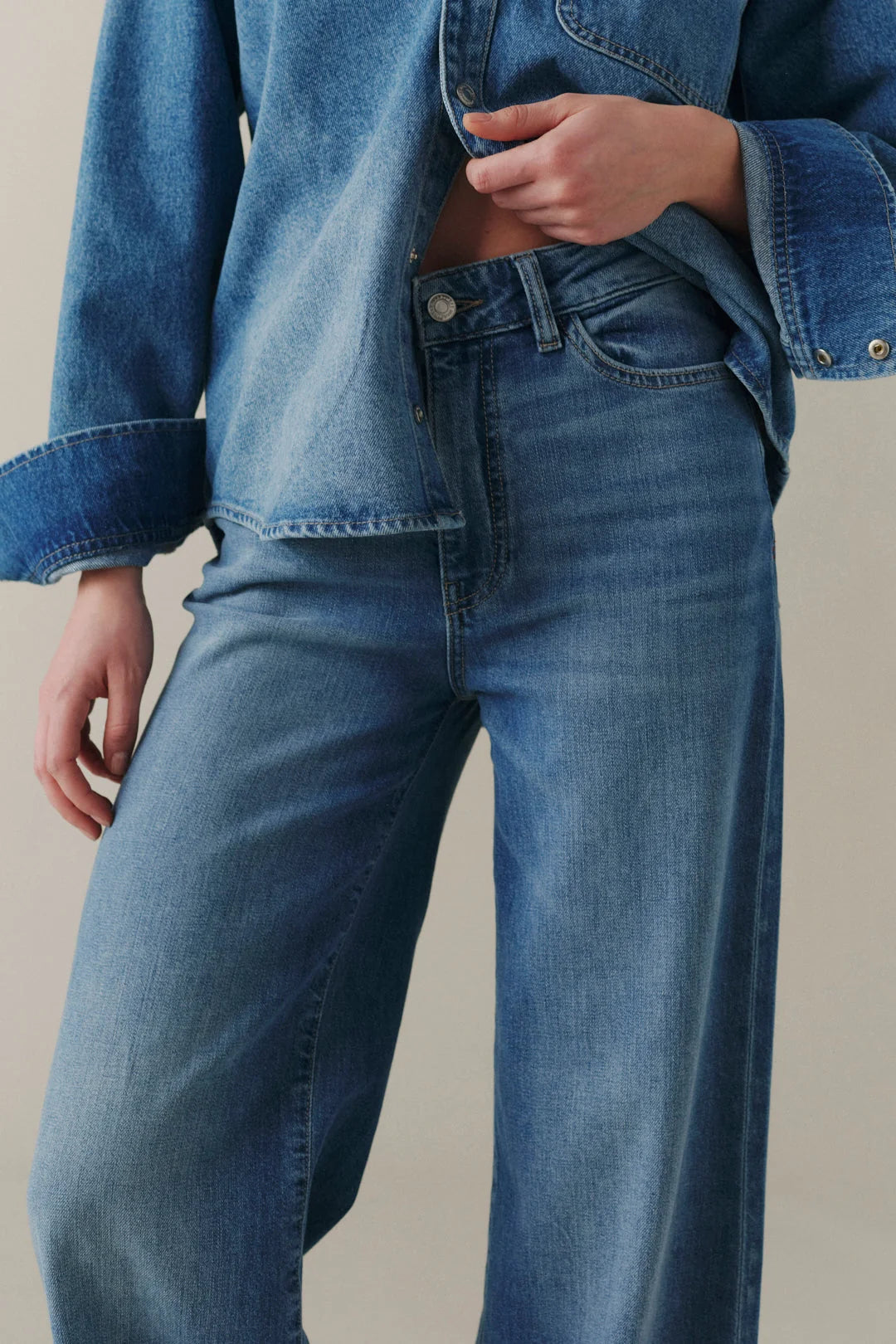 WARP + WEFT NCE WIDE LEG JEANS - BLUE MIST