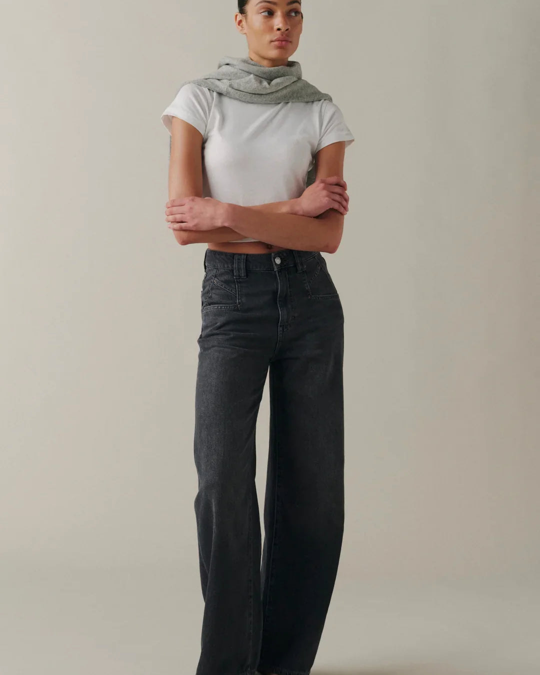 WARP + WEFT NCE WIDE LEG JEANS - GREYSCALE