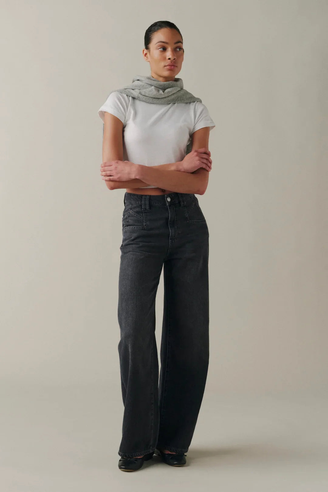 WARP + WEFT NCE WIDE LEG JEANS - GREYSCALE