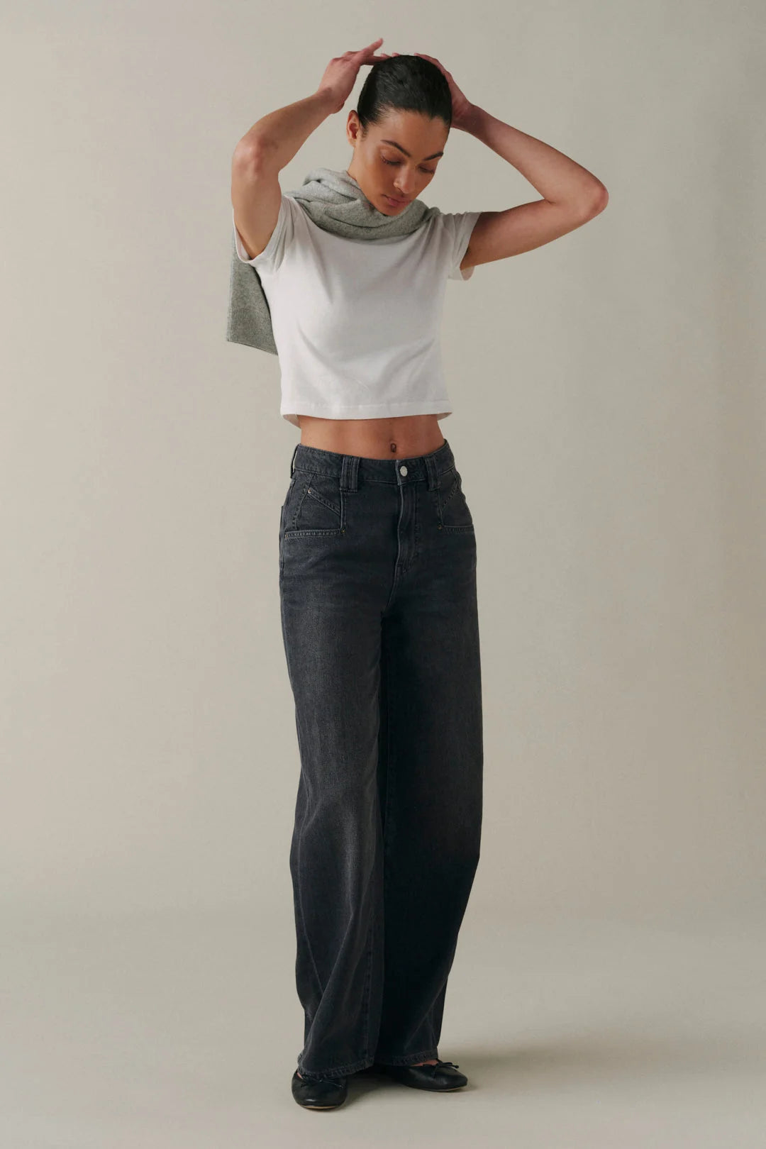 WARP + WEFT NCE WIDE LEG JEANS - GREYSCALE