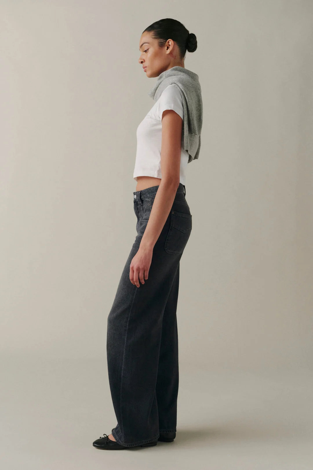 WARP + WEFT NCE WIDE LEG JEANS - GREYSCALE