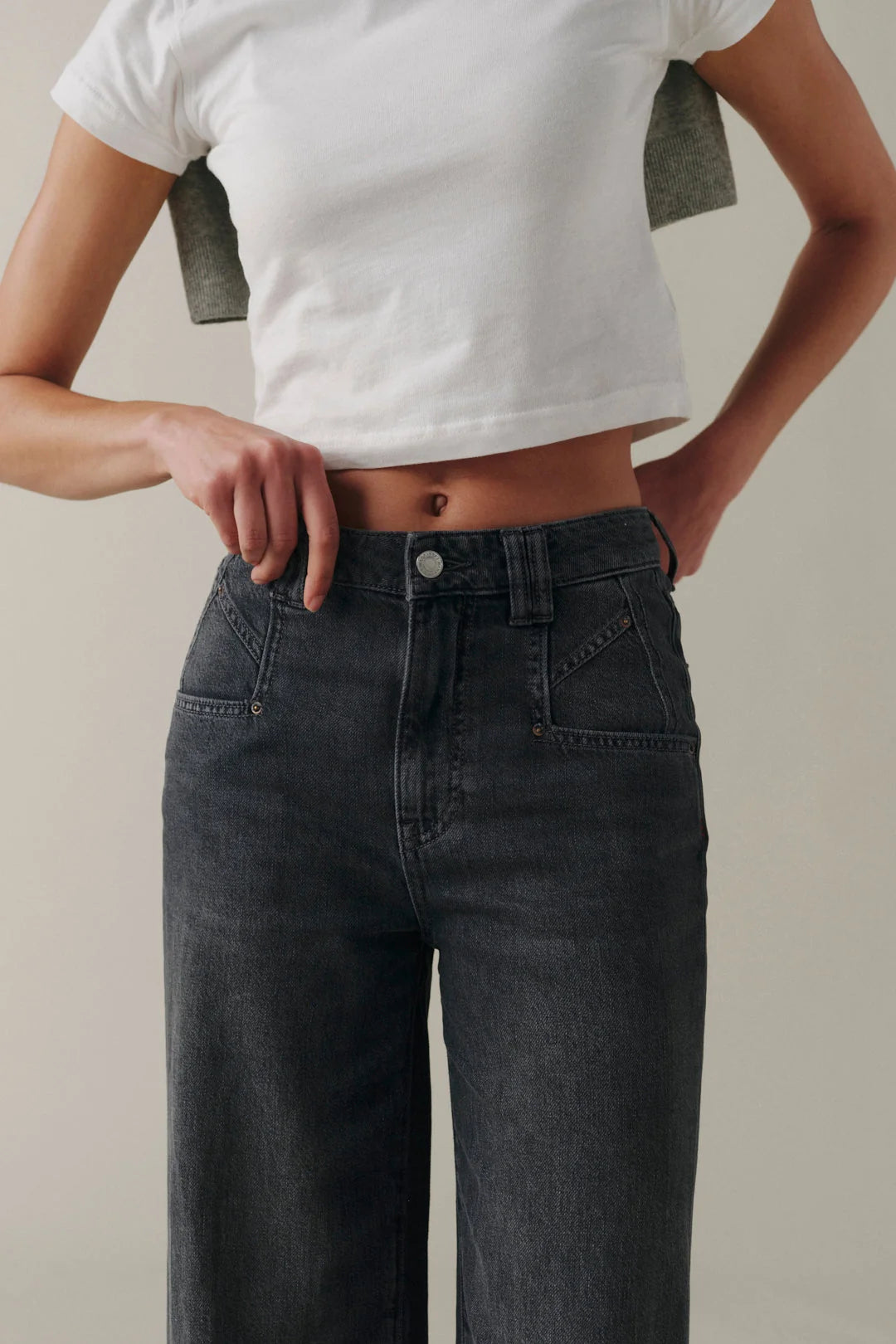 WARP + WEFT NCE WIDE LEG JEANS - GREYSCALE