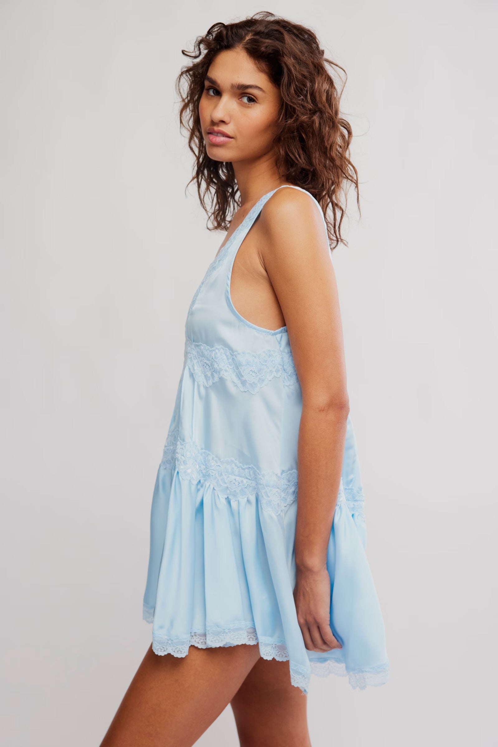 FREE PEOPLE IN THIS GROOVE SLIP DRESS - DEW SHINE