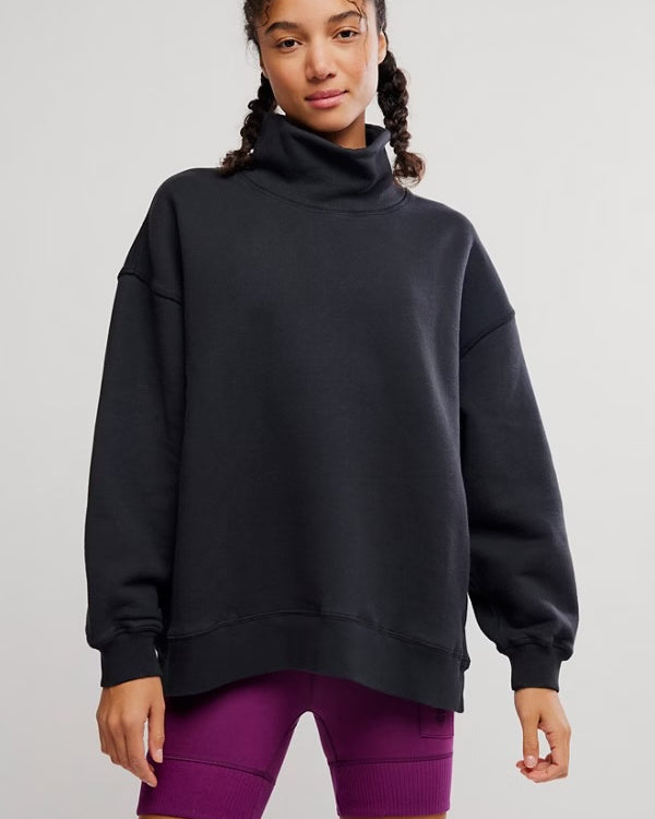 FREE PEOPLE A CUT ABOVE MOCKNECK - BLACK