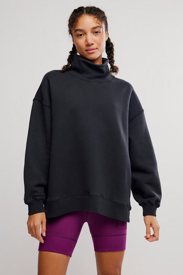 FREE PEOPLE A CUT ABOVE MOCKNECK - BLACK