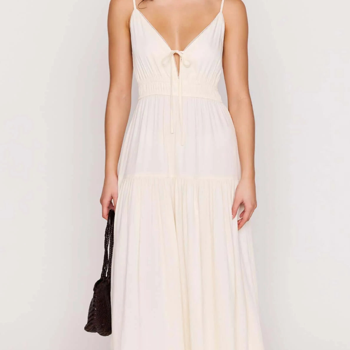 PM ESTELLE TIE MAXI DRESS - CREAM