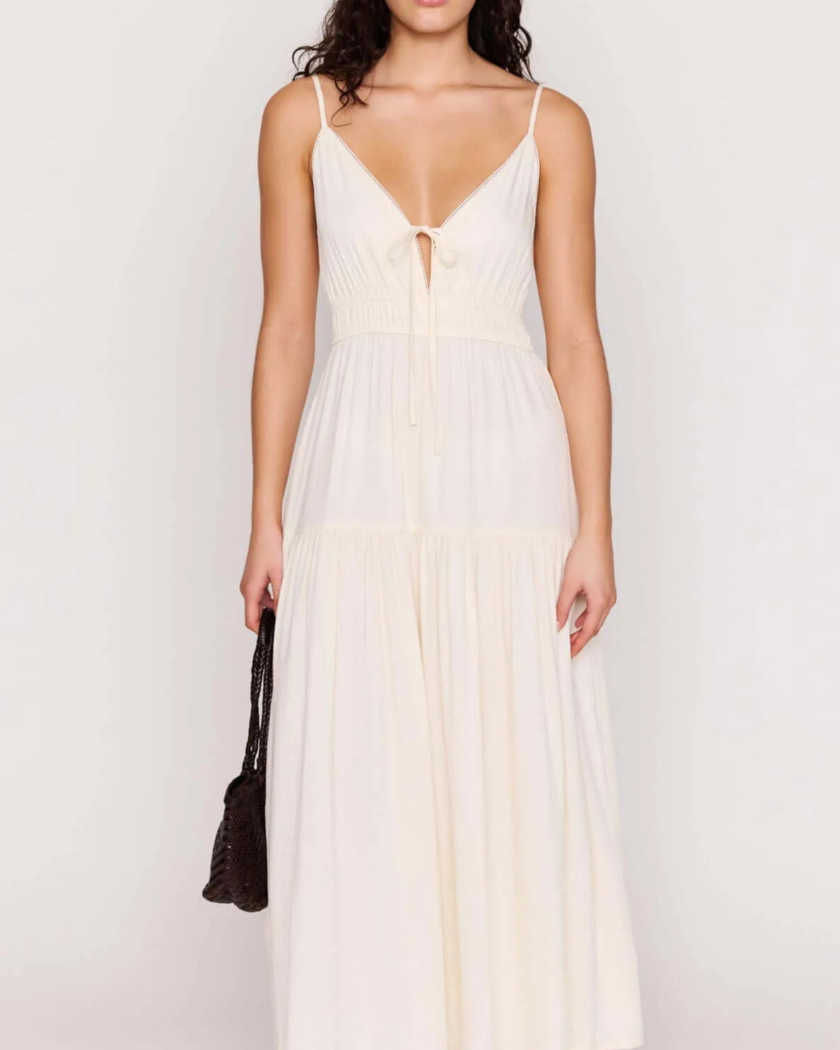 PM ESTELLE TIE MAXI DRESS - CREAM