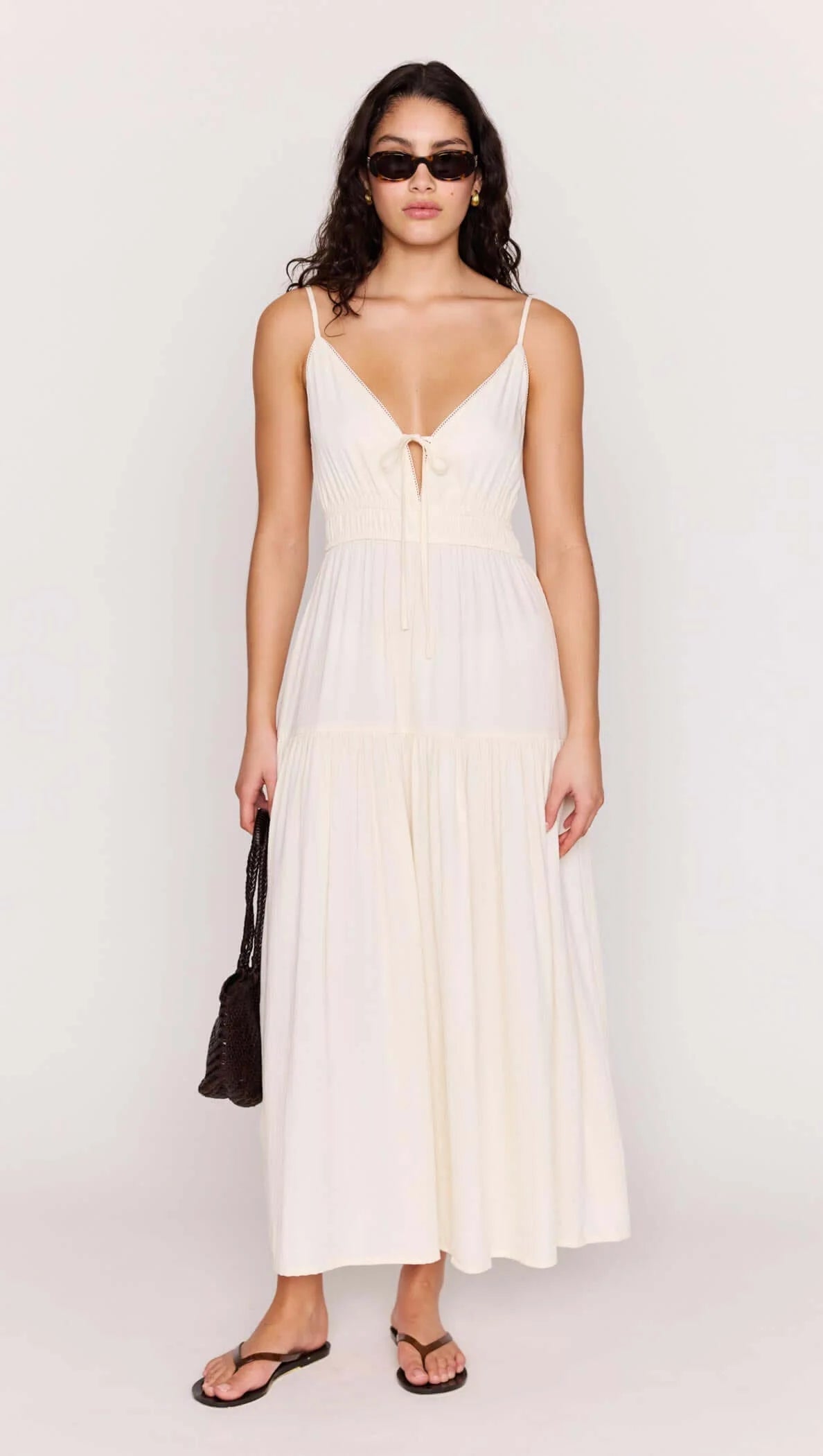 PM ESTELLE TIE MAXI DRESS - CREAM