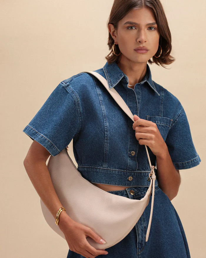 ELA SLOUCHY CROSSBODY BAG - ECRU