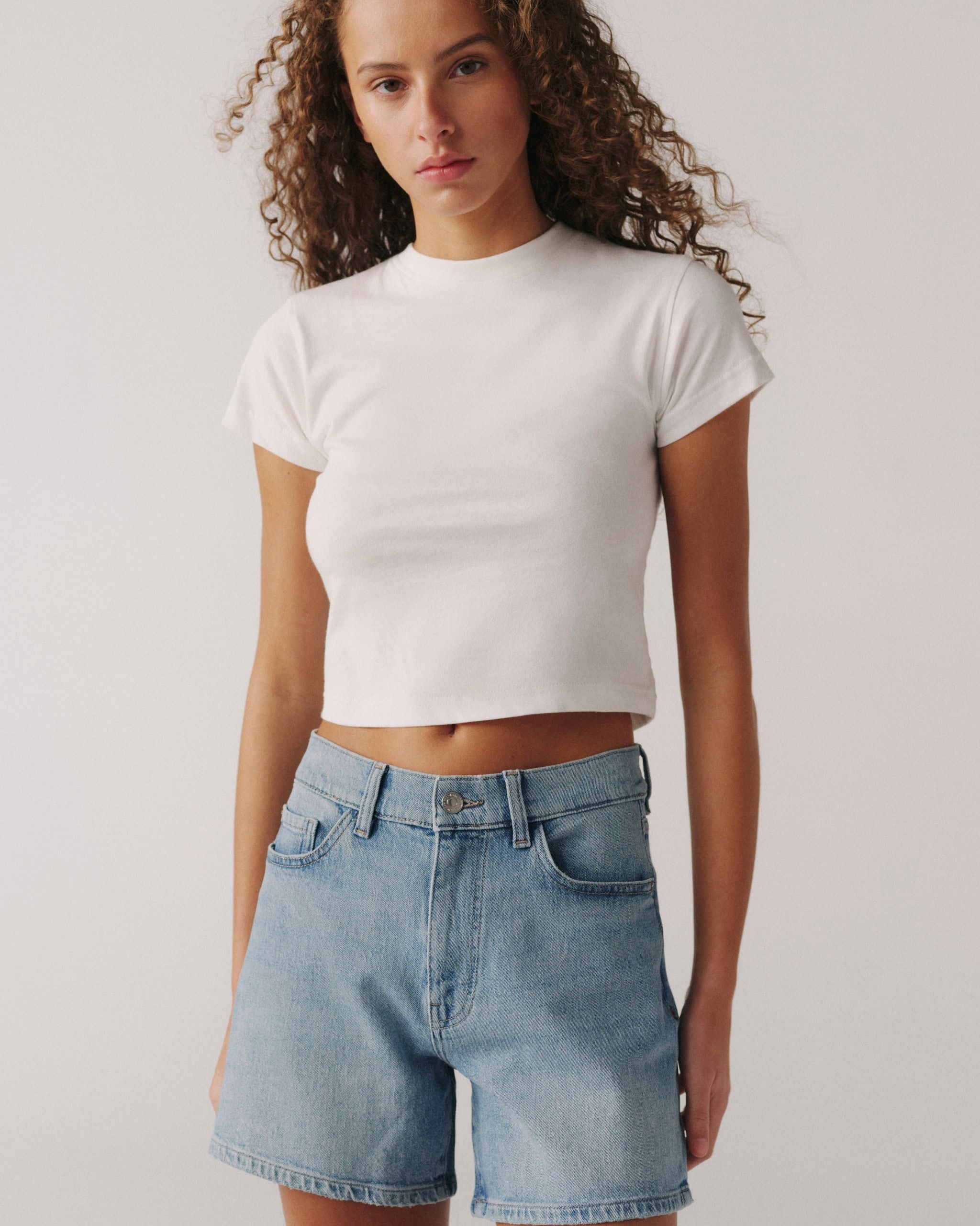WARP + WEFT VVI RELAXED DENIM SHORTS - ICE QUEEN