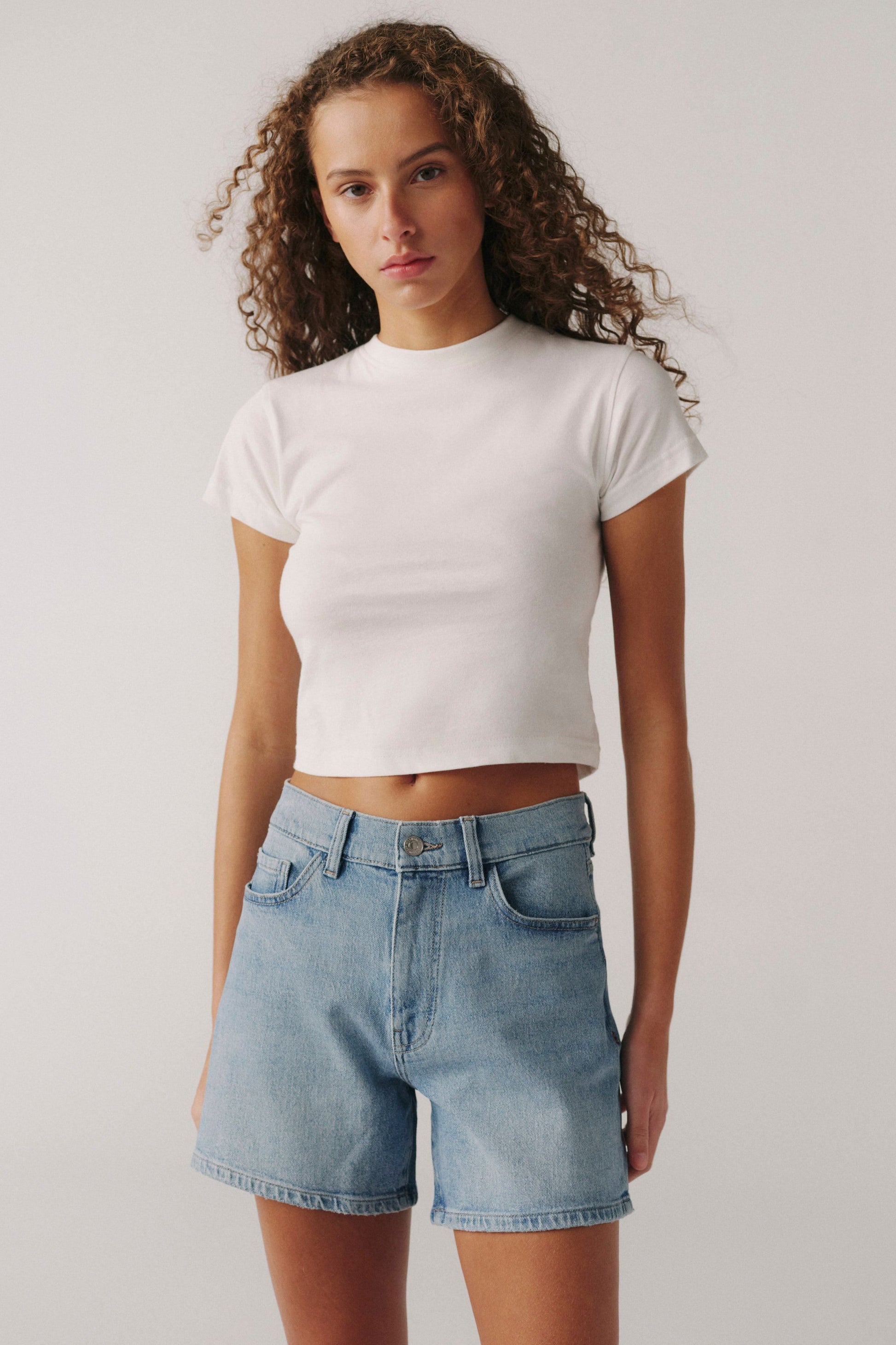 WARP + WEFT VVI RELAXED DENIM SHORTS - ICE QUEEN