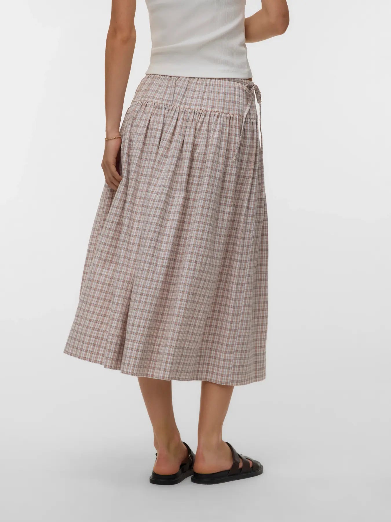 VM TAMIRA MIDI SKIRT - BRIGHT WHITE CHECKS