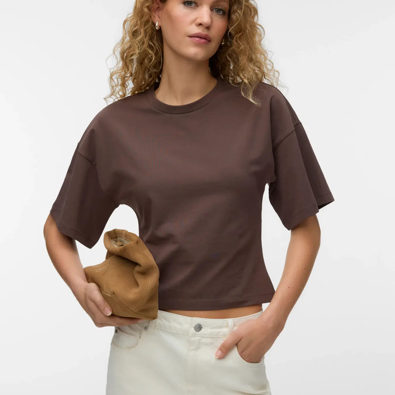 VM KIARA 2/4 SLEEVE TEE - CHOCOLATE MARTINI SOLID
