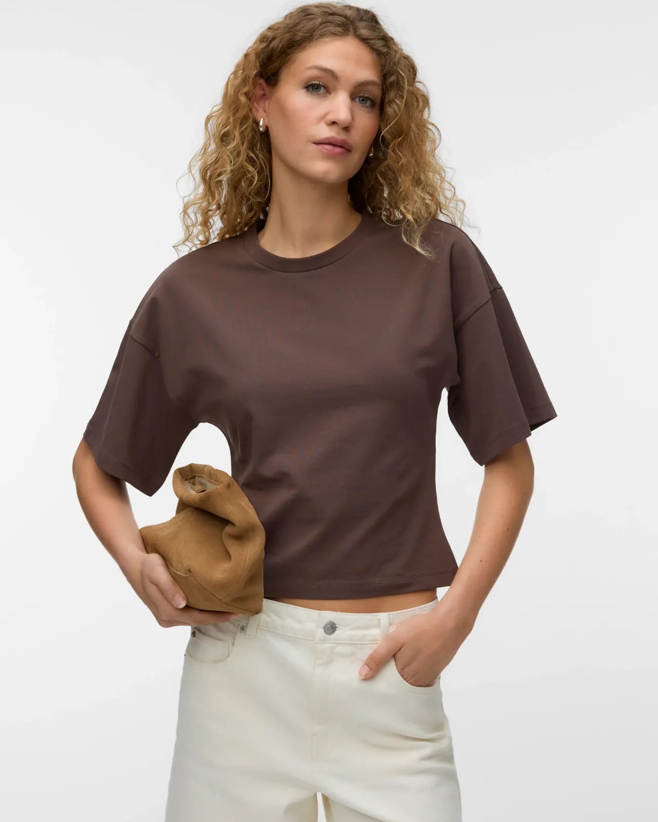 VM KIARA 2/4 SLEEVE TEE - CHOCOLATE MARTINI SOLID