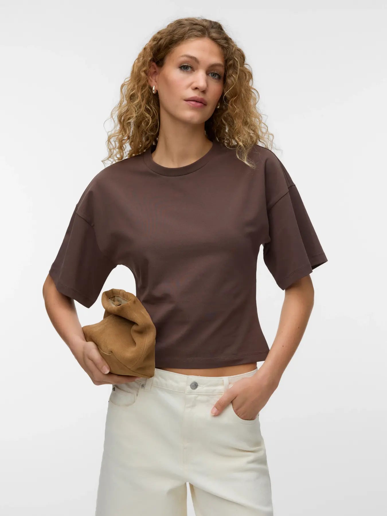 VM KIARA 2/4 SLEEVE TEE - CHOCOLATE MARTINI SOLID
