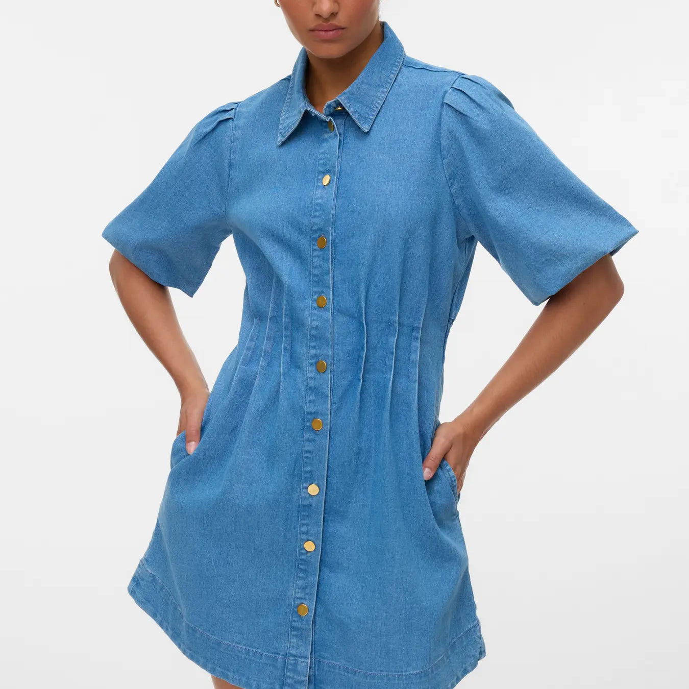 VM CASSIDY DENIM DRESS - MEDIUM BLUE DENIM
