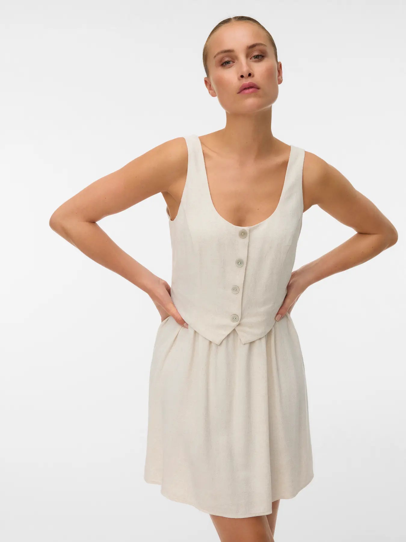 VM SISSIE VEST DRESS - OATMEAL MELANGE
