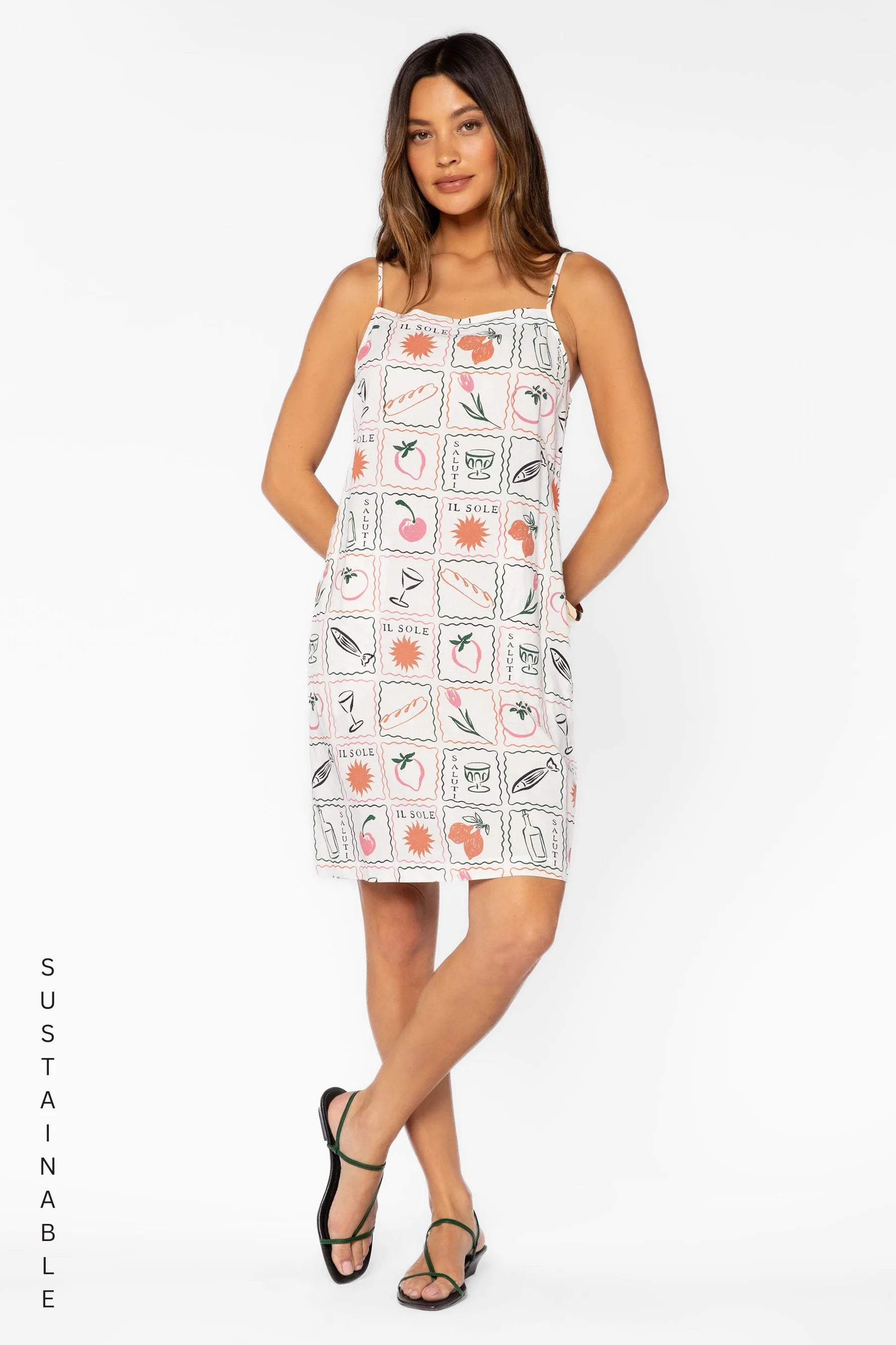 VELVET HEART BRIANNE MULTI STAMP DRESS - WHITE
