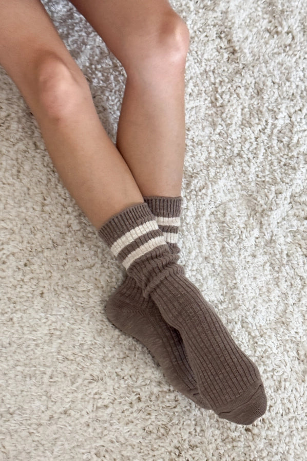 LE BON SHOPPE COTTAGE VARSITY SOCKS - FLAX