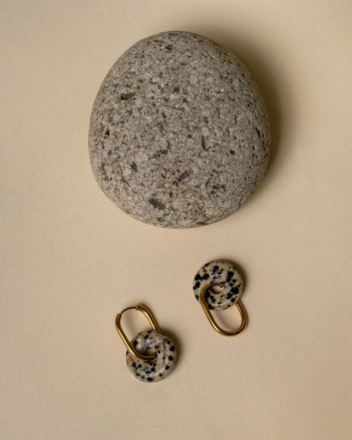 ELIA DONUT JASPIS LEOPARD EARRINGS - GOLD