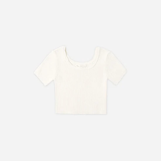 RYLEE + CRU SCALLOP TEE - NATURAL