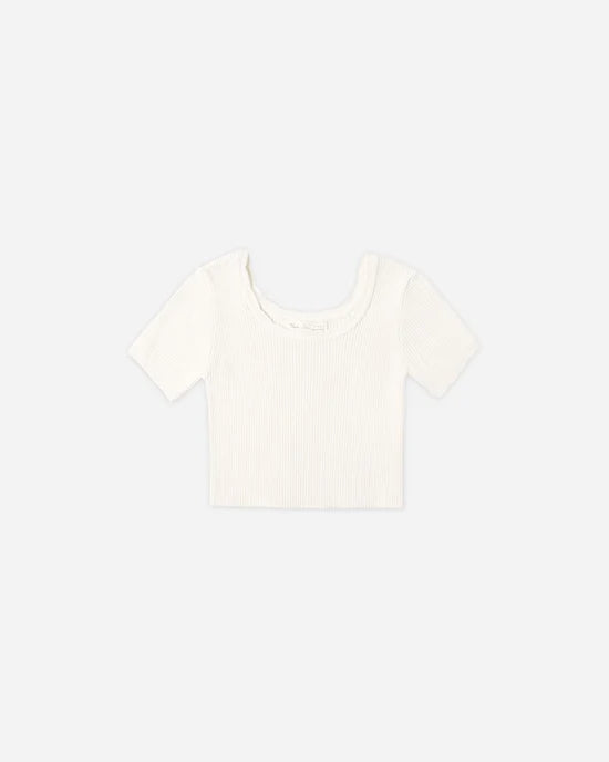 RYLEE + CRU SCALLOP TEE - NATURAL