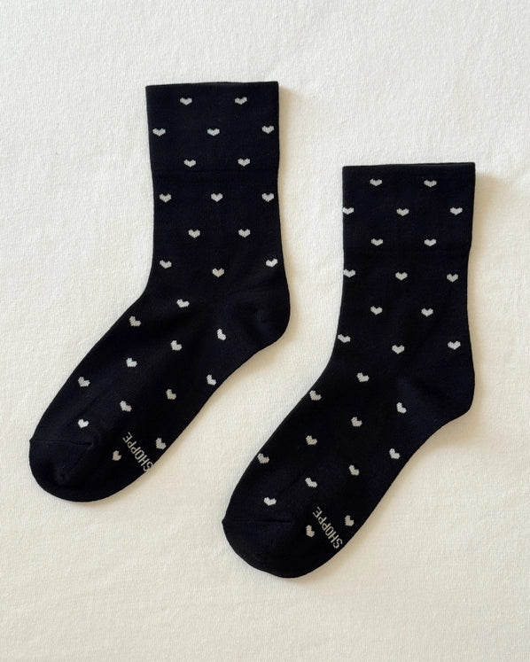 LE BON SHOPPE SNEAKER SOCKS - BLACK HEARTS