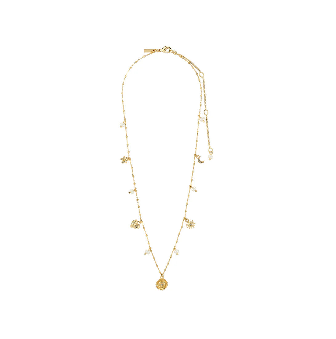 PILGRIM MYLAN CRYSTAL CHARMS NECKLACE - GOLD