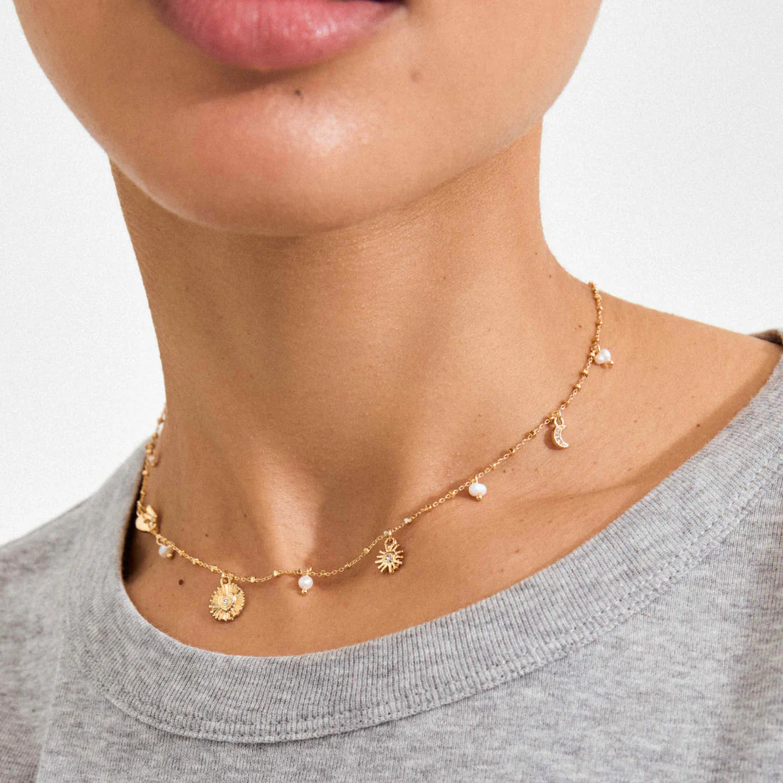 PILGRIM MYLAN CRYSTAL CHARMS NECKLACE - GOLD