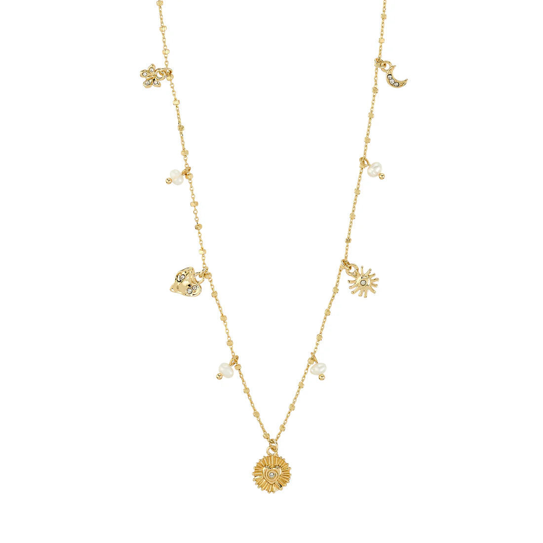 PILGRIM MYLAN CRYSTAL CHARMS NECKLACE - GOLD