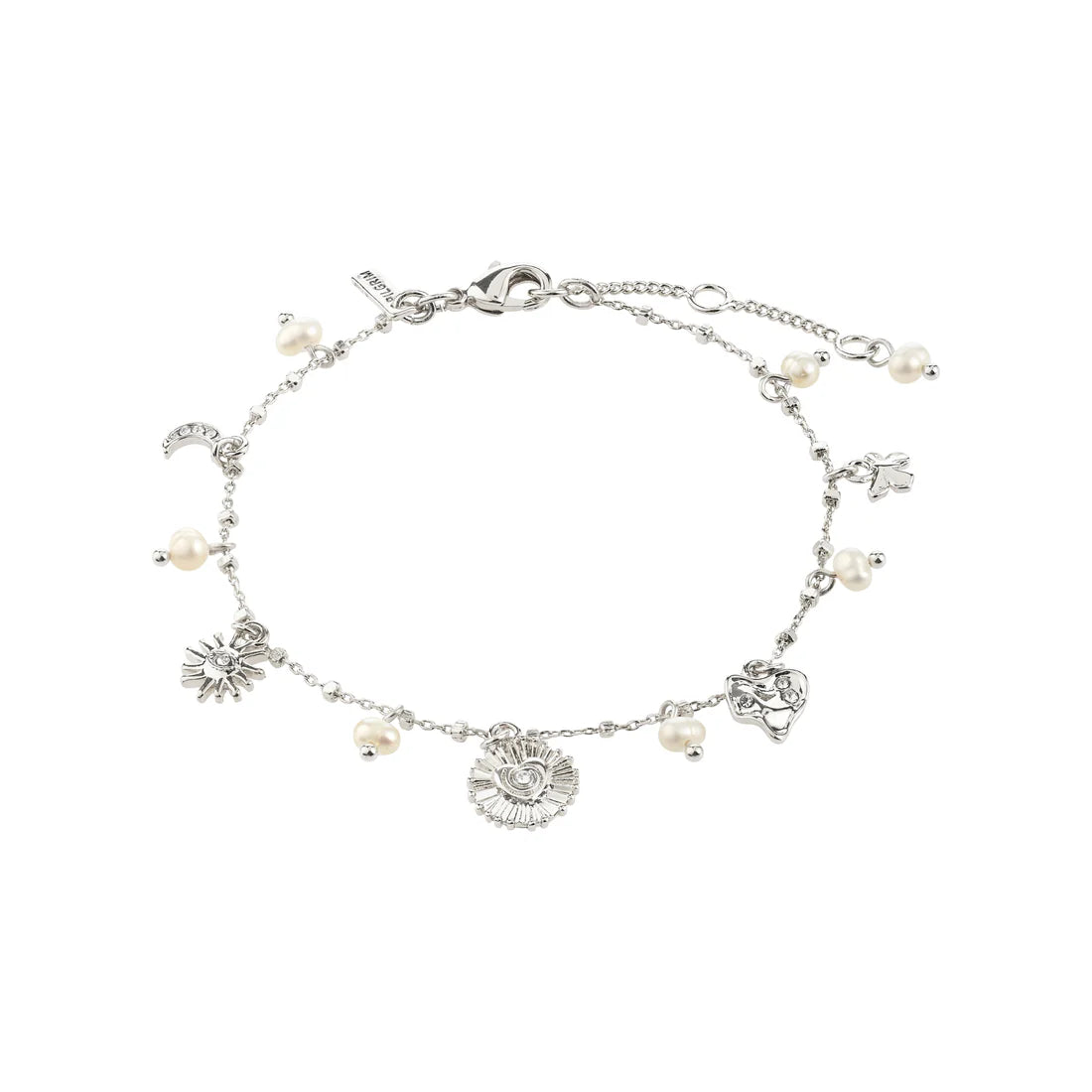 PILGRIM MYLAND CRYSTAL CHARMS BRACELET - SILVER