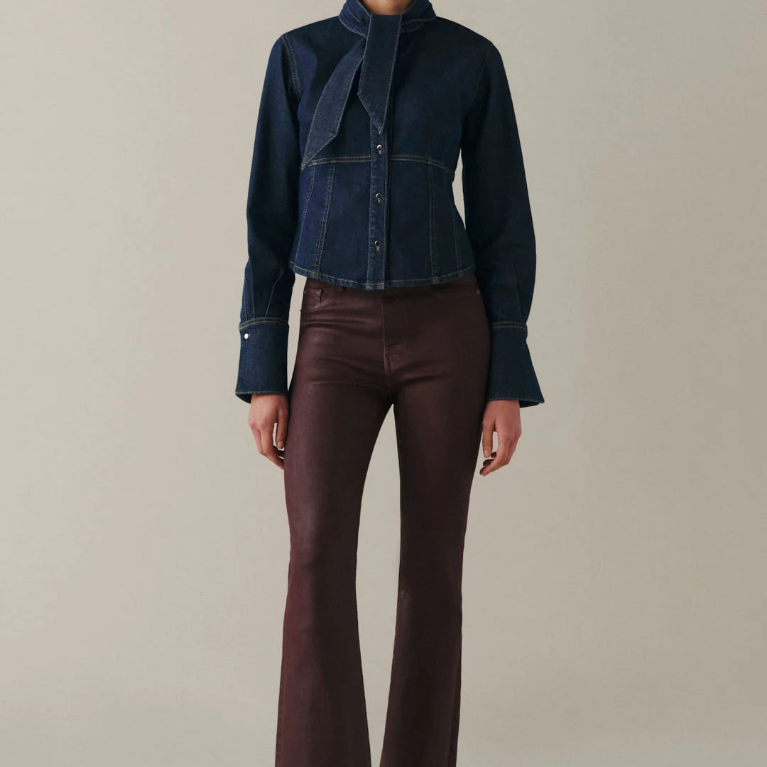 WARP + WEFT AUSTIN BOOTCUT JEANS - COATED OXBLOOD