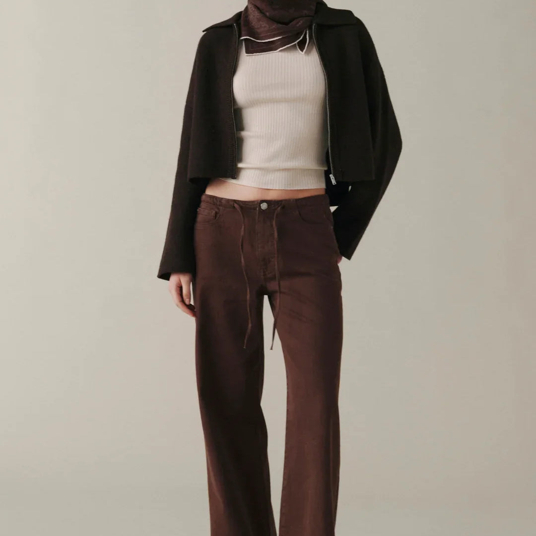 WARP + WEFT THE BIG EASY WIDE LEG JEANS - DARK ROAST