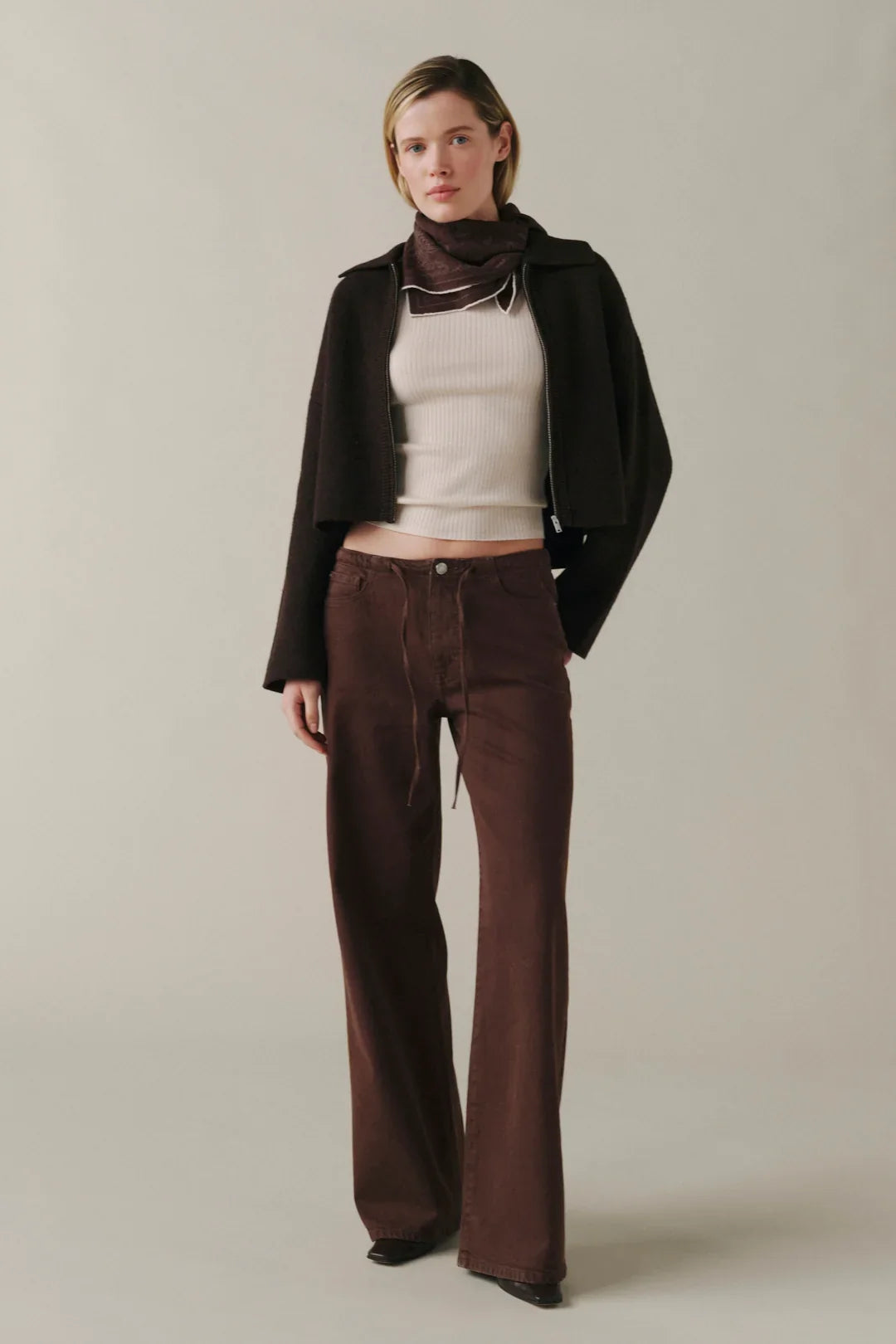 WARP + WEFT THE BIG EASY WIDE LEG JEANS - DARK ROAST