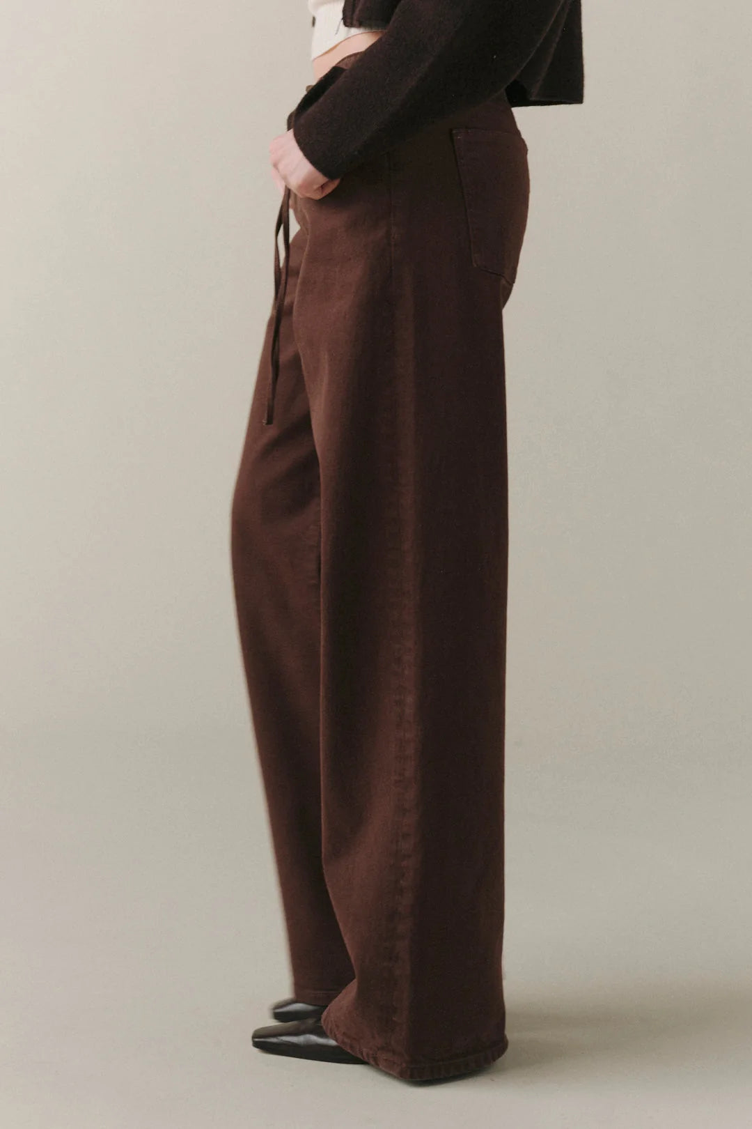 WARP + WEFT THE BIG EASY WIDE LEG JEANS - DARK ROAST